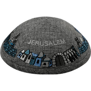 Kippah – Linen, Gray – Breslev